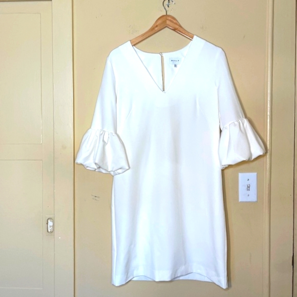 Milly White Ruffle Sleeve Dress